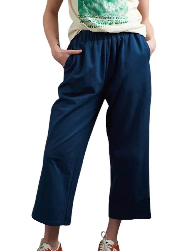 Fae Loop Knit Pants In Blue Comfy High-Waist Jeans