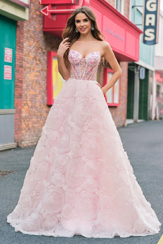 Sparkly Princess Pink Strapless Sequin Corset Floral Long Prom Dress With Pockets Tunics Review highly Sparkly Princess Pink Strapless Sequin Corset Floral Long Prom Dress With Pockets Tunics Review highly