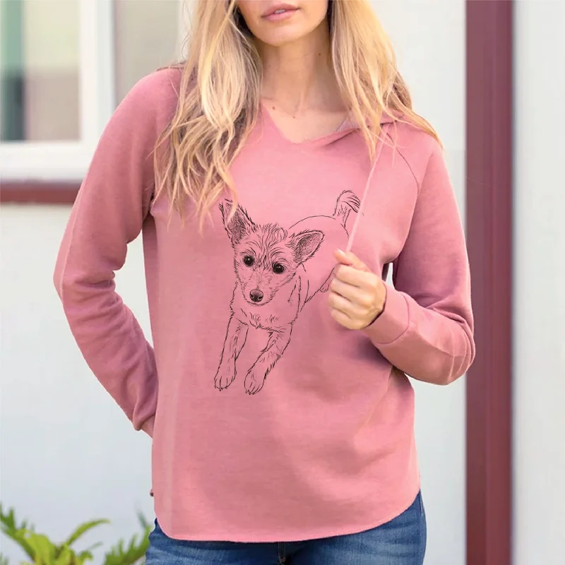 Bare Maisie the Terrier Mix - Cali Wave Hooded Sweatshirt Hoodie with Button Placket Classic Preppy