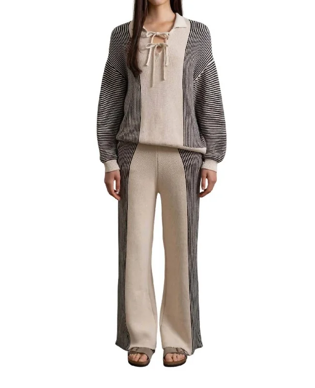 Striped Lounge Pant In Oatmeal Trendy Palazzo Pants