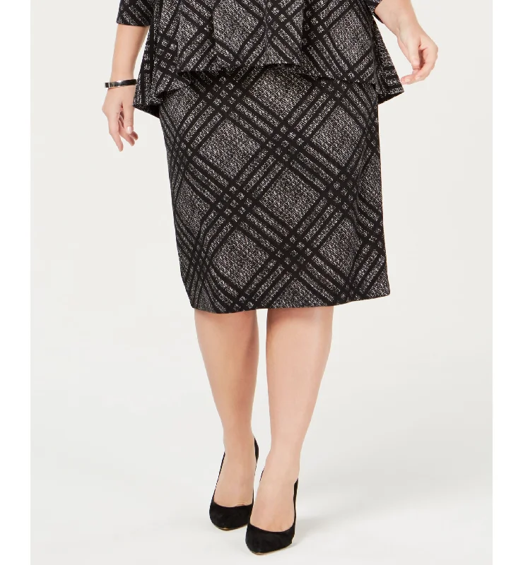 Alfani Plus Size Jacquard Straight Skirt elastic waist skirt