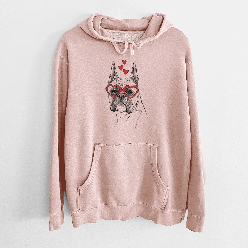 Valentine Ezra the Boxer - Unisex Pigment Dyed Hoodie Hoodie with High Neck Warm Protective