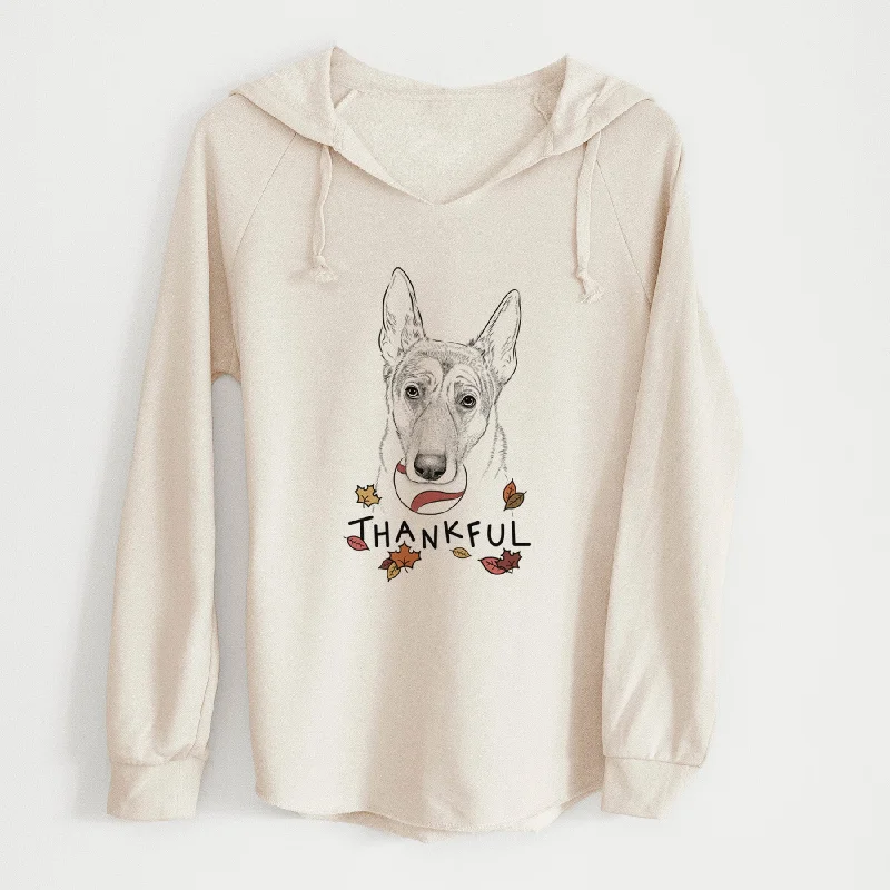 Thankful Greta the German Shepherd - Cali Wave Hooded Sweatshirt Hoodie with Hem Drawcord Adjustable Customizable