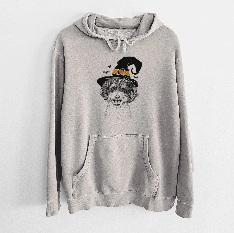Witch Carlos the Cavapoo - Unisex Pigment Dyed Hoodie Hoodie with Pocket Utility Practical