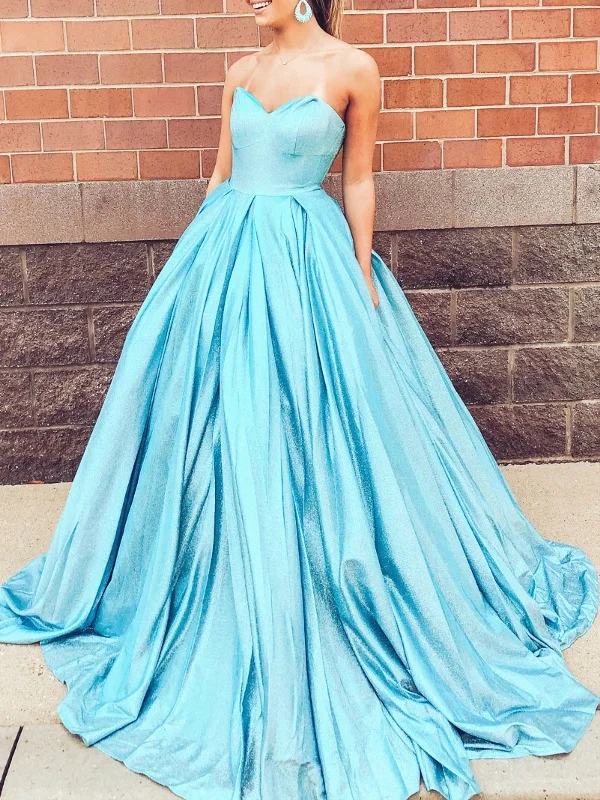 Shiny Sweetheart Neck Long Blue Prom Dresses, Strapless Long Blue Formal Evening Dresses Tunics Handmade artisanal Shiny Sweetheart Neck Long Blue Prom Dresses, Strapless Long Blue Formal Evening Dresses Tunics Handmade artisanal