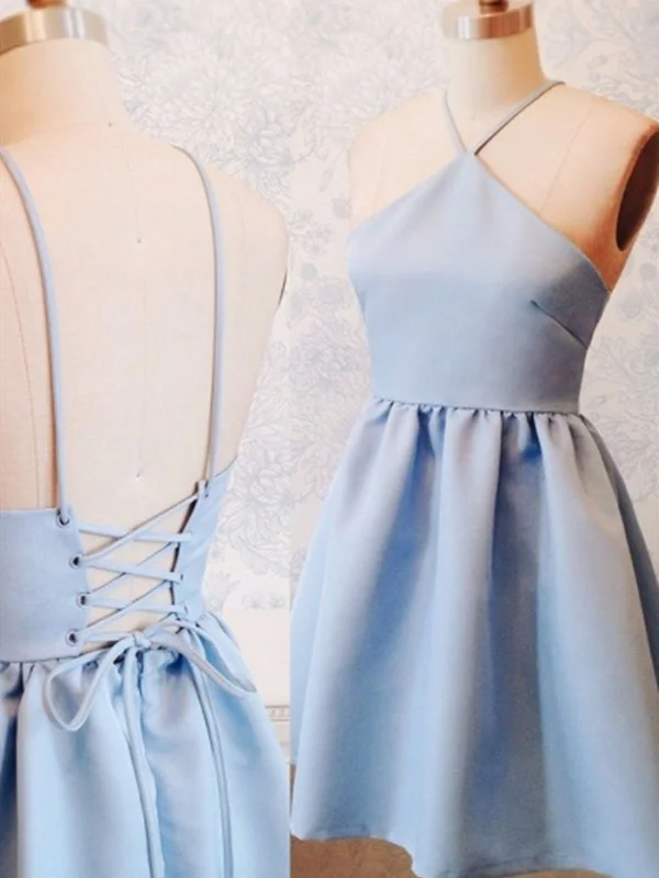 A Line Backless Short Blue Prom Dresses, Short Blue Homecoming Formal Dresses, Evening Dresses Tunics Running lightweight A Line Backless Short Blue Prom Dresses, Short Blue Homecoming Formal Dresses, Evening Dresses Tunics Running lightweight