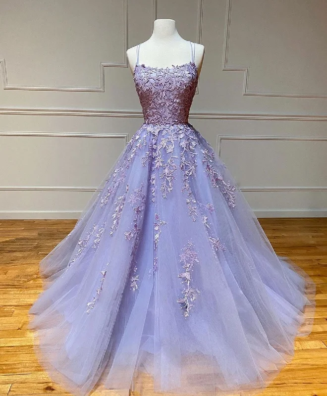 Purple Tulle Lace Long Prom Gown, Lace Tulle Purple Graduation Dresses Tunics Versatile functional Purple Tulle Lace Long Prom Gown, Lace Tulle Purple Graduation Dresses Tunics Versatile functional