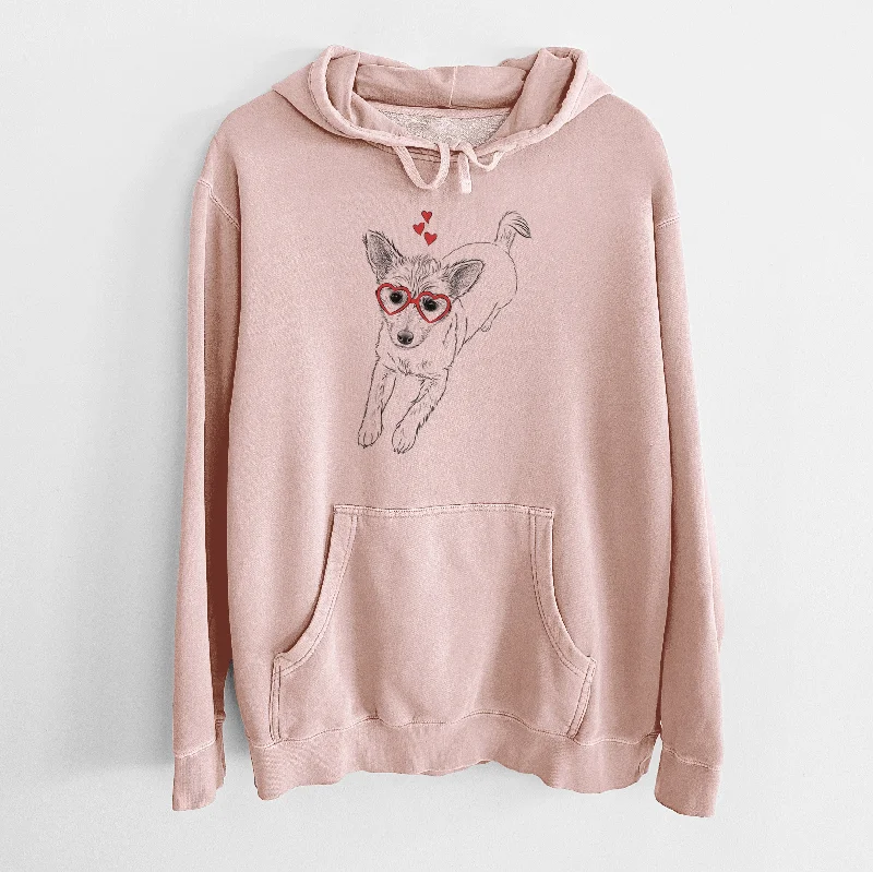 Valentine Maisie the Terrier Mix - Unisex Pigment Dyed Hoodie Hoodie with Cropped Fit Short Trendy