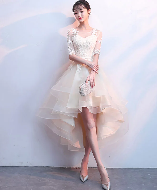 Champagne Tulle Lace Prom Dress, Champagne Homecoming Dress Tunics Practical easy-care Champagne Tulle Lace Prom Dress, Champagne Homecoming Dress Tunics Practical easy-care