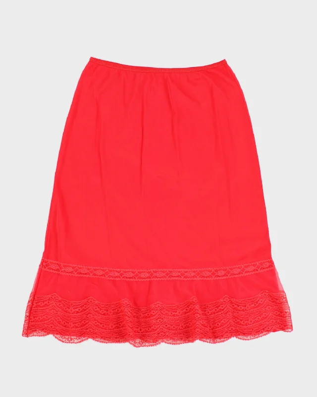 Red Layered Lace Petticoat Slip Skirt - M denim skirt durable