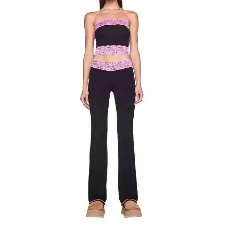 Top Bootleg Pants Suit Two-piece Set Relaxed Linen Pants