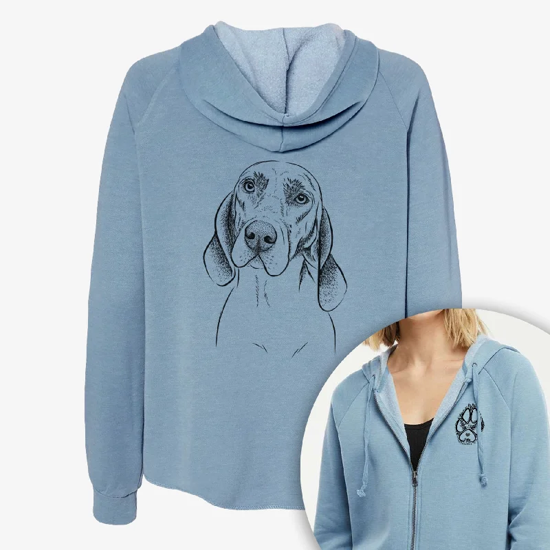 Norman the Plott Hound - Women's Cali Wave Zip-Up Sweatshirt Hoodie with Thumb Holes Functional Cozy