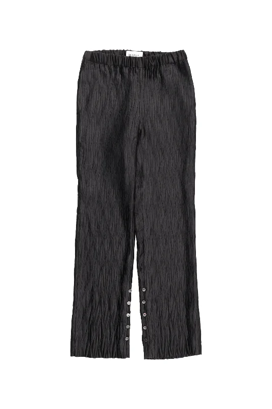 BELPER  PLEATED PANTS(BLACK) Elegant Silk Pants