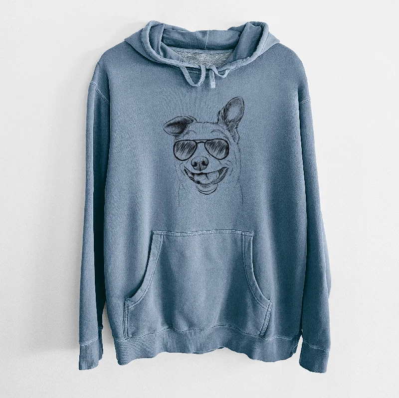 Aviator Mortimer the Mixed Breed - Unisex Pigment Dyed Hoodie Hoodie with Monochrome Minimalist Simple