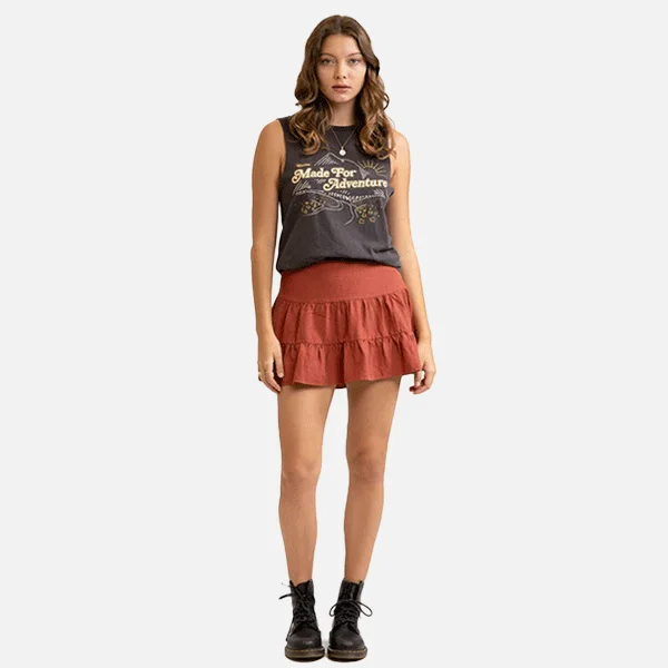 Rhythm Tiered Mini Skirt - Clay lightweight skirt design