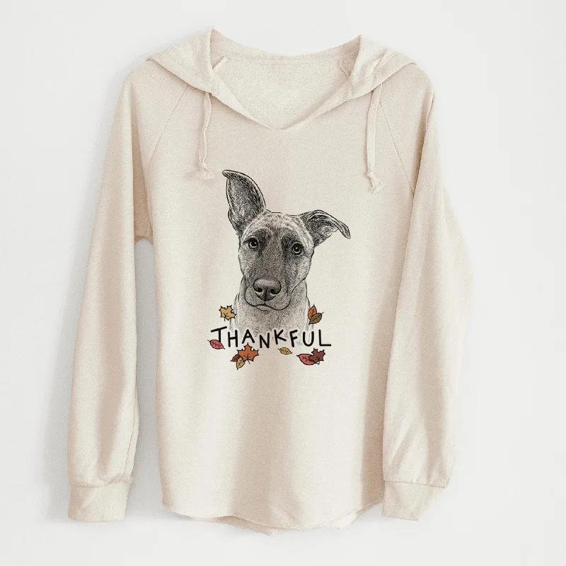 Thankful Zoey the Mixed Breed - Cali Wave Hooded Sweatshirt Hoodie with Drawstring Waist Adjustable Fitted
