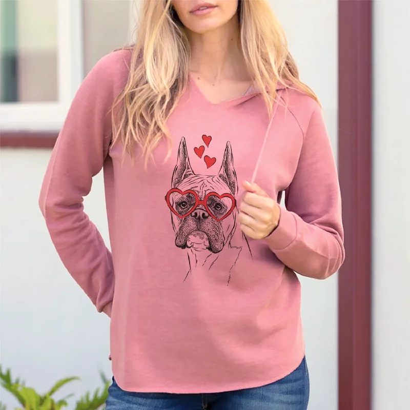 Valentine Ezra the Boxer - Cali Wave Hooded Sweatshirt Hoodie with Double Zipper Versatile Adjustable