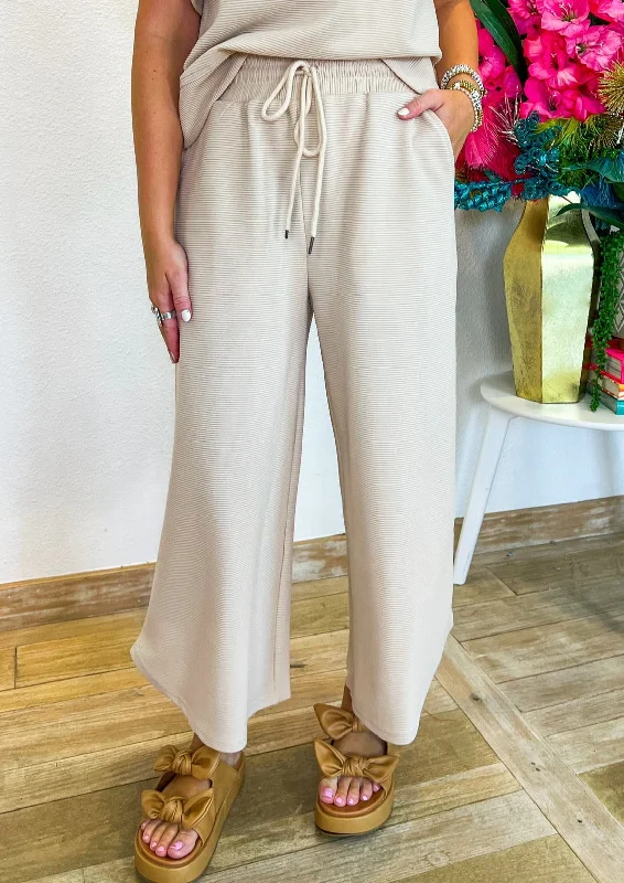Iced Latte Pants - Light Taupe Trendy Wide-Leg Pants