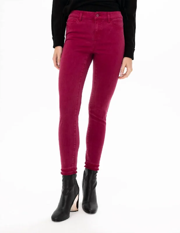 Luxe Slim Woven Pants In Beet Red Elegant High-Waist Pants