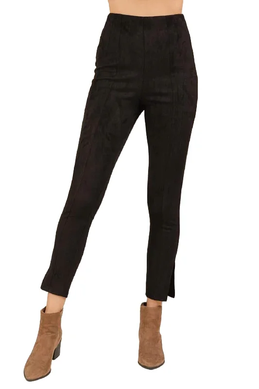 Everyday Essential Suede Pants In Black Comfortable Pleated Pants