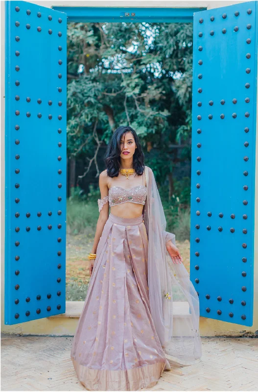 Lilac off the shoulder bralette and skirt Set wool skirt thick