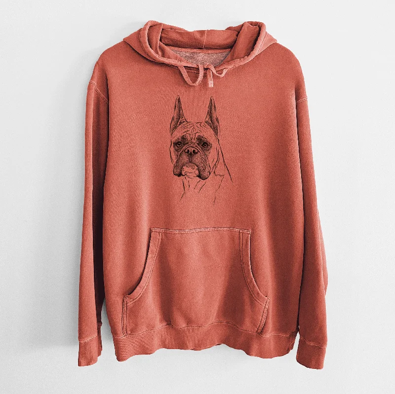 Bare Ezra the Boxer - Unisex Pigment Dyed Hoodie Hoodie with Turtle Neck Cozy Winter