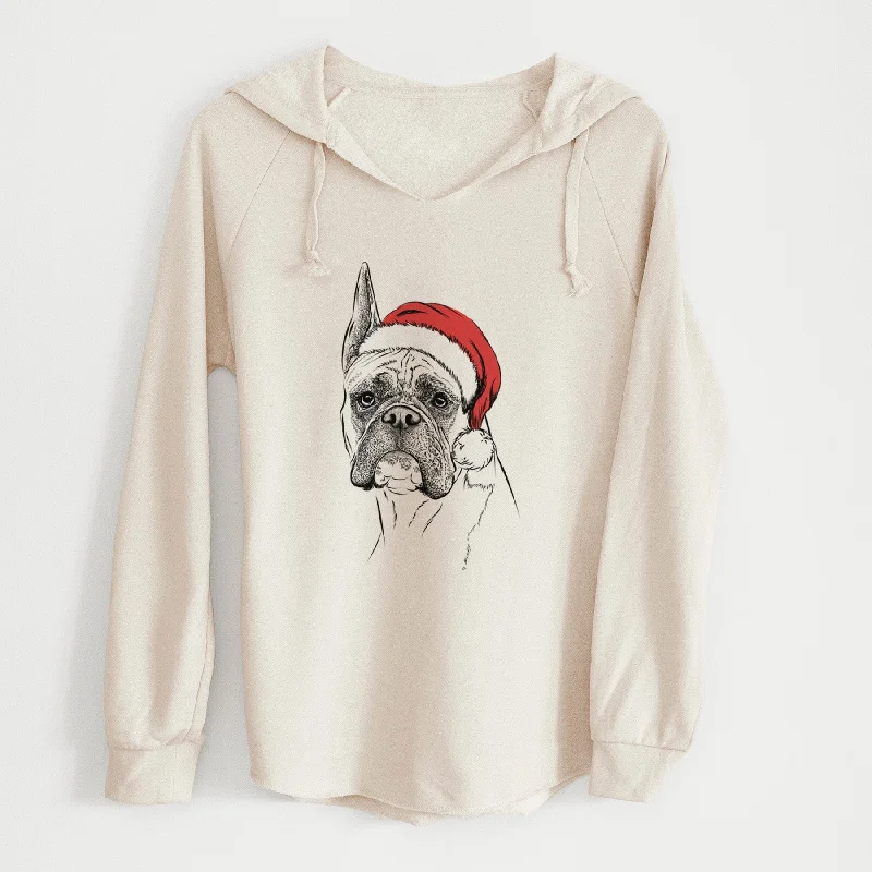 Santa Ezra the Boxer - Cali Wave Hooded Sweatshirt Hoodie with Hidden Zipper Minimalist Clean