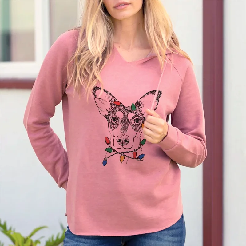 Christmas Lights Chloe the Doxie Mix - Cali Wave Hooded Sweatshirt Hoodie with Metallic Shiny Futuristic
