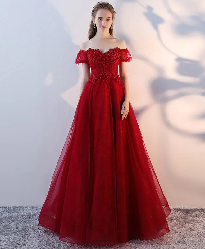 Burgundy Tulle Lace Long Prom Dress, Burgundy Lace Evening Dress Tunics Recommended stylist Burgundy Tulle Lace Long Prom Dress, Burgundy Lace Evening Dress Tunics Recommended stylist