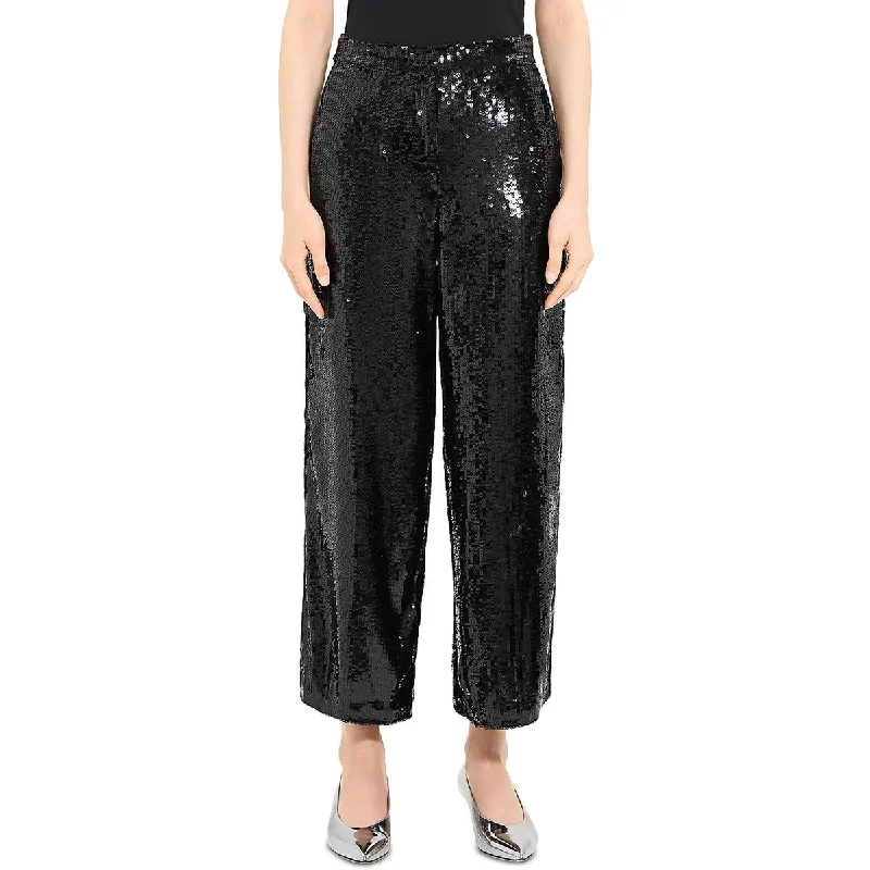 Womens Sequin Relaxed Cropped Pants Casual Yoga Pants