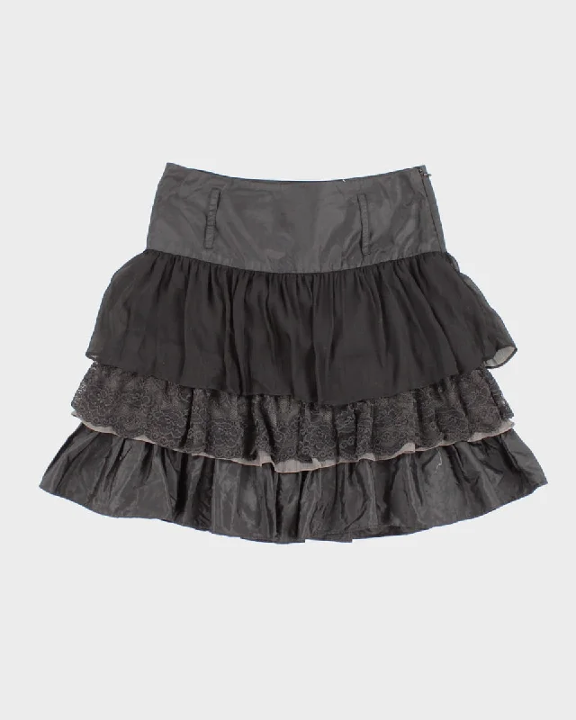 Y2K 00s Smart Set Tiered Lace Detailed Skirt - S silk skirt sleek