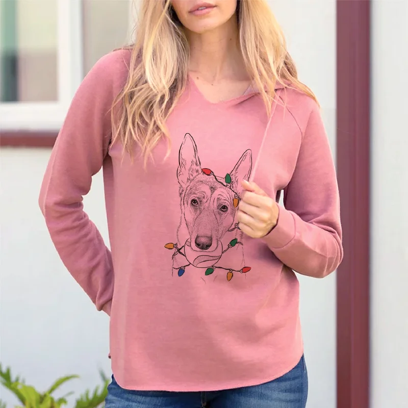 Christmas Lights Greta the German Shepherd - Cali Wave Hooded Sweatshirt Hoodie with Ribbed Cuffs Snug Fit Comfort