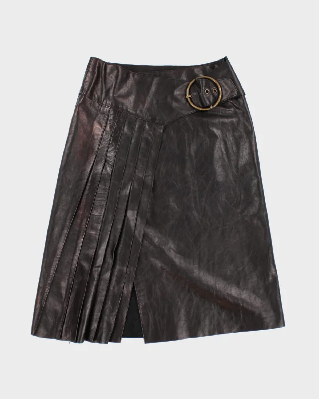 Vintage Mackage Belted Leather Midi Skirt - S mini skirt trendy