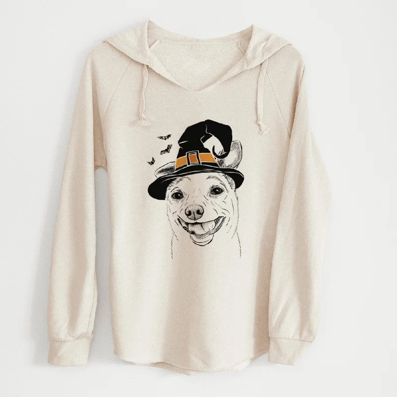 Witch Mortimer the Mixed Breed - Cali Wave Hooded Sweatshirt Hoodie with Frayed Bohemian Relaxed