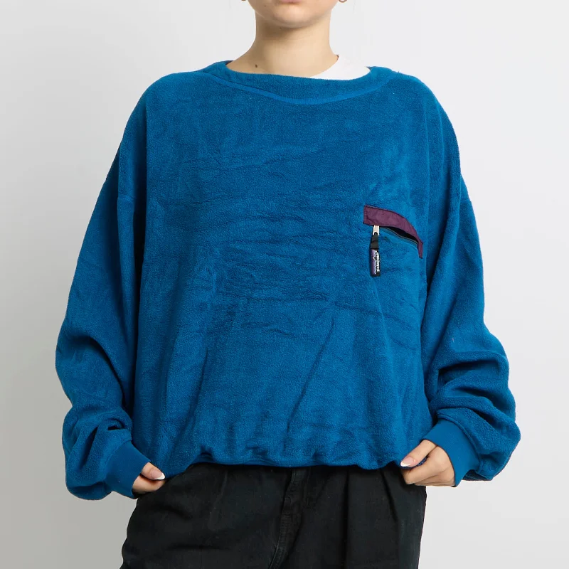 Patagonia Fleece Sweatshirt - UK 16 Hoodie with Side Slits Relaxed Casual