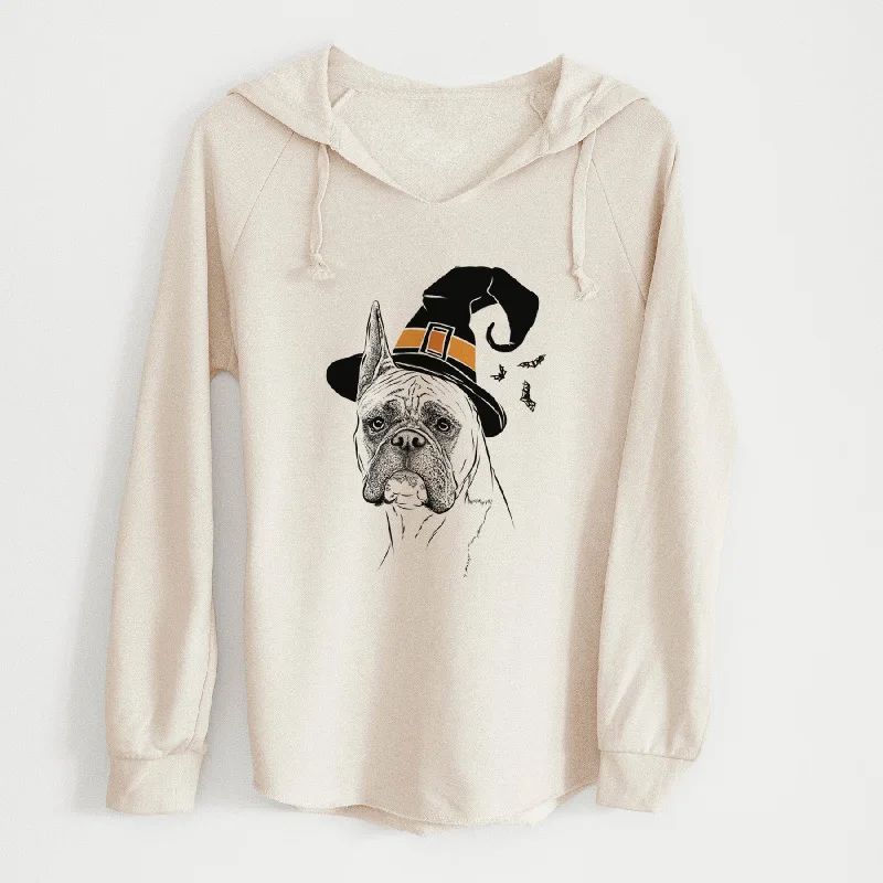 Witch Ezra the Boxer - Cali Wave Hooded Sweatshirt Hoodie with Exposed Zipper Edgy Industrial