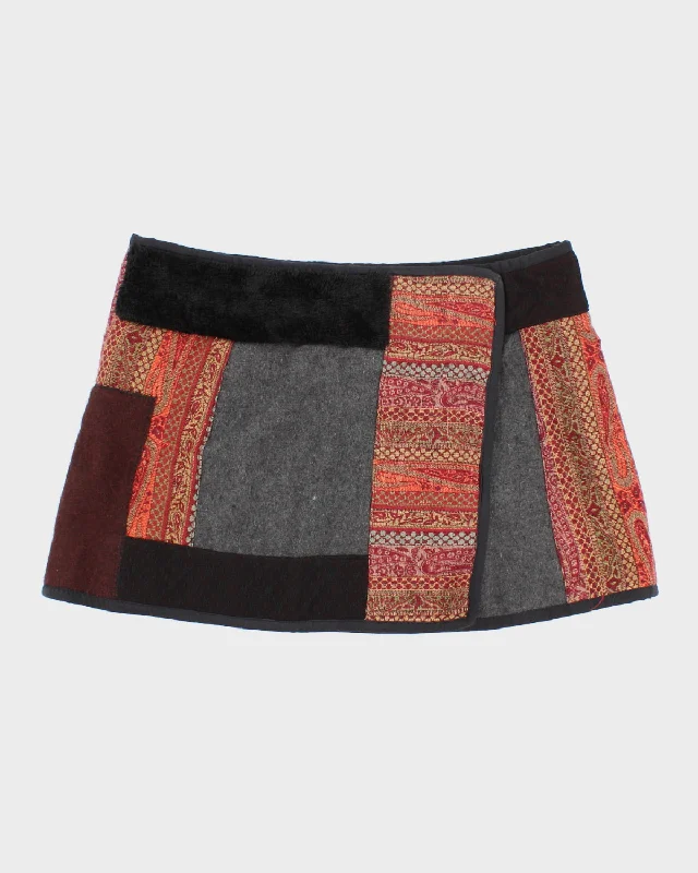 Leopards & Roses Wool Textured Skirt - M/L linen skirt breathable