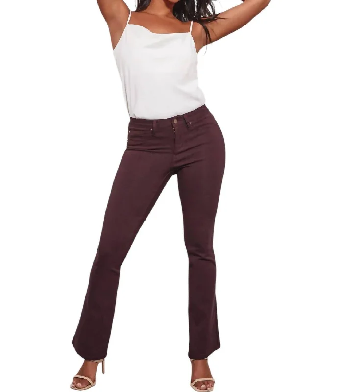 Missy Hyperstretch Bootcut Pants In Dark Berry Fashionable Sporty Pants