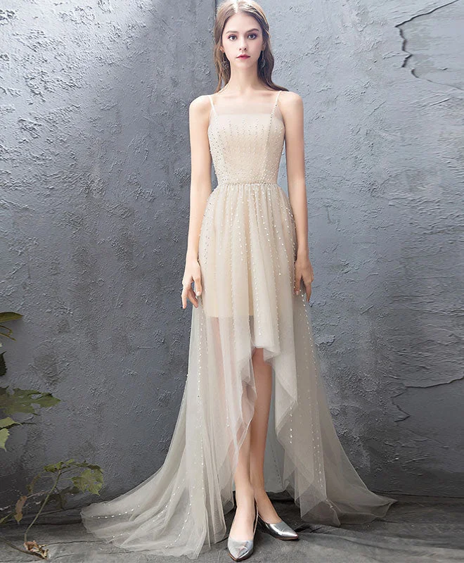 Champagne Tulle High Low Prom Dress, Champagne Evening Dress Tunics Practical easy-care Champagne Tulle High Low Prom Dress, Champagne Evening Dress Tunics Practical easy-care