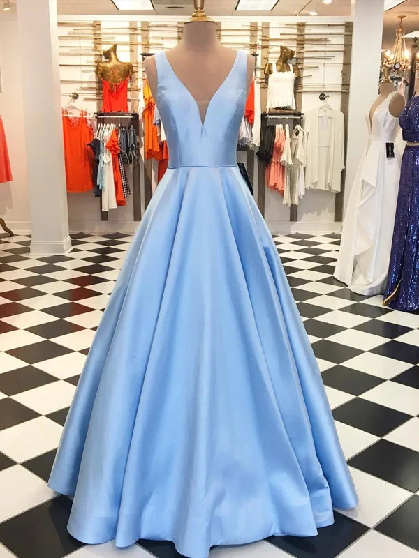 A Line V Neck Blue Prom Dresses, V Neck Blue Formal Graduation Evening Dresses Off-the-shoulder Chic Trendy A Line V Neck Blue Prom Dresses, V Neck Blue Formal Graduation Evening Dresses Off-the-shoulder Chic Trendy