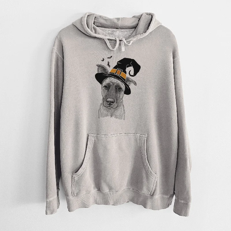 Witch Zoey the Mixed Breed - Unisex Pigment Dyed Hoodie Hoodie with Elastic Waist Stretchable Comfortable