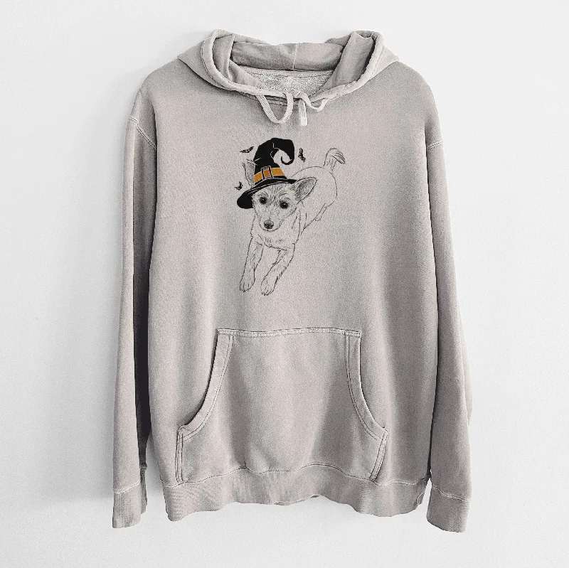 Witch Maisie the Terrier Mix - Unisex Pigment Dyed Hoodie Hoodie with Oversized Fit Loose Comfortable