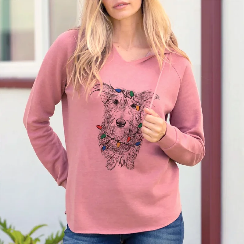 Christmas Lights Frida Doggo the Rescue Terrier Mix - Cali Wave Hooded Sweatshirt Hoodie with Slim Fit Tailored Modern