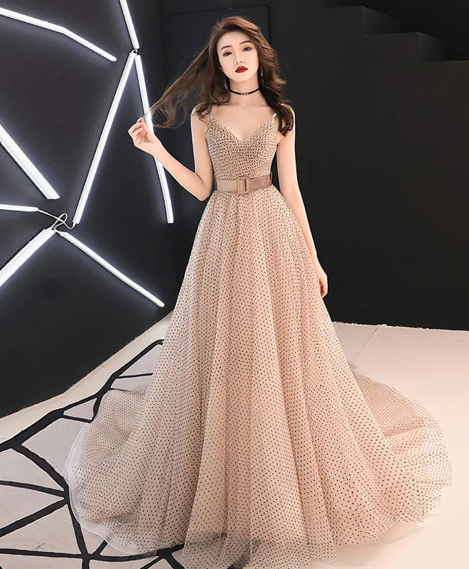 Champagne Sweetheart Tulle Long Prom Dress, Champagne Tulle Evening Dress Tunics Cozy comfortable Champagne Sweetheart Tulle Long Prom Dress, Champagne Tulle Evening Dress Tunics Cozy comfortable