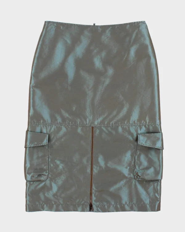 Y2k 00s Spanner Iridescent Cargo Skirt - M patchwork skirt art