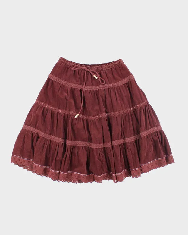 Y2k 00s Corduroy Tiered Skirt - M wool skirt sturdy