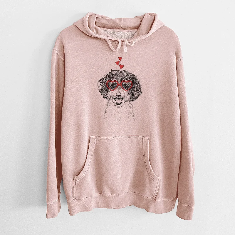 Valentine Carlos the Cavapoo - Unisex Pigment Dyed Hoodie Hoodie with Drawcord Adjustable Secure
