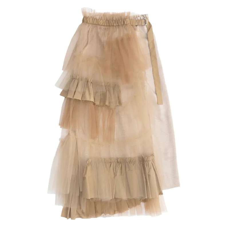 [MAISON SPECIAL]Raffle Tulle Layered Wrap Skirt/BEIGE(21241515203) leather skirt sleek
