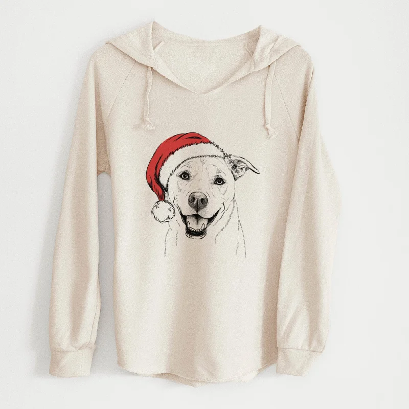 Santa Carl the Mixed Breed - Cali Wave Hooded Sweatshirt Hoodie with Hem Drawcord Adjustable Customizable