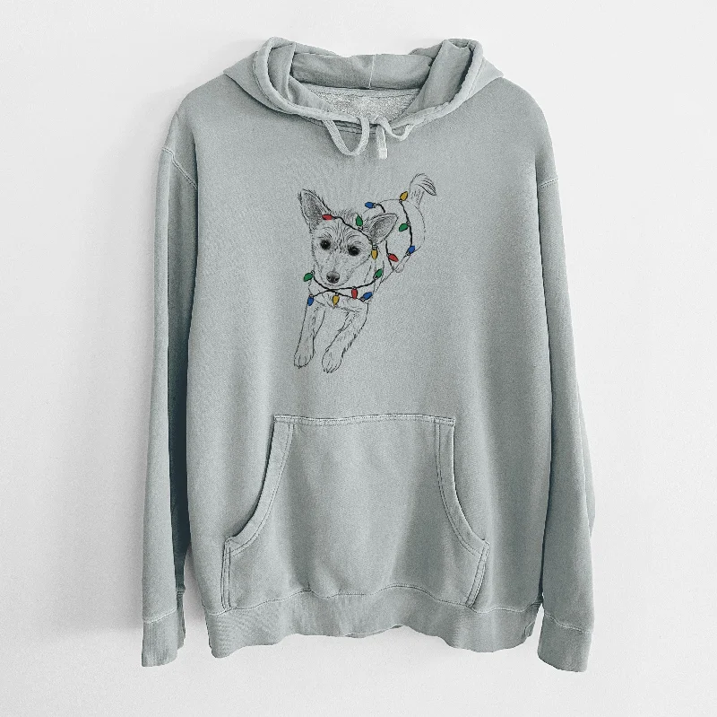 Christmas Lights Maisie the Terrier Mix - Unisex Pigment Dyed Hoodie Hoodie with Slim Fit Tailored Modern